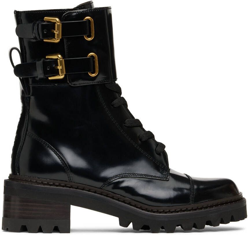 See by Chloé Black Mallory Biker Boots - Picture 5