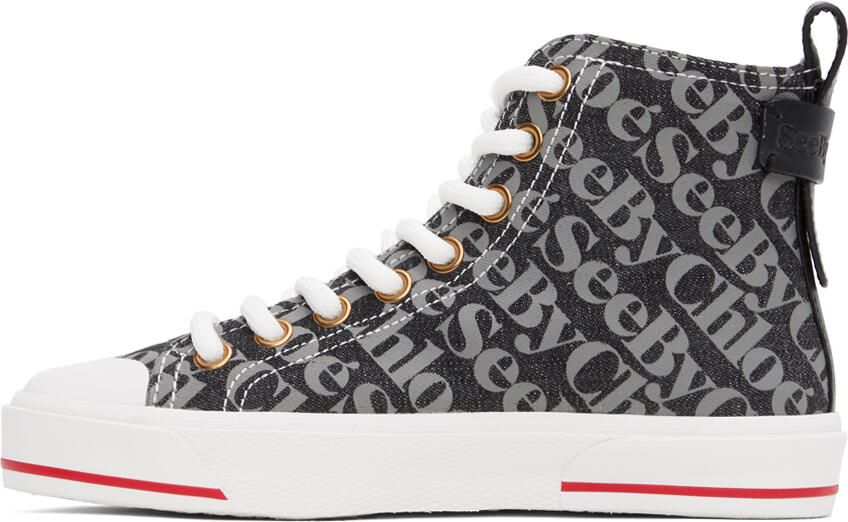 See by Chloé Gray Aryana Denim Sneakers - Picture 3