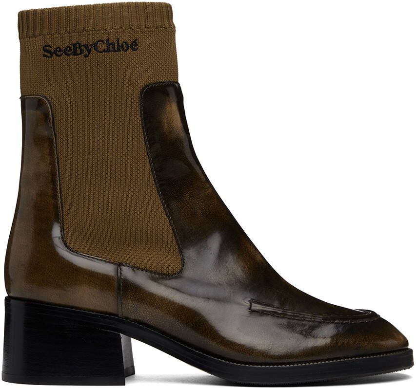 See by Chloé Khaki Wendy Sock Boots - Picture 4