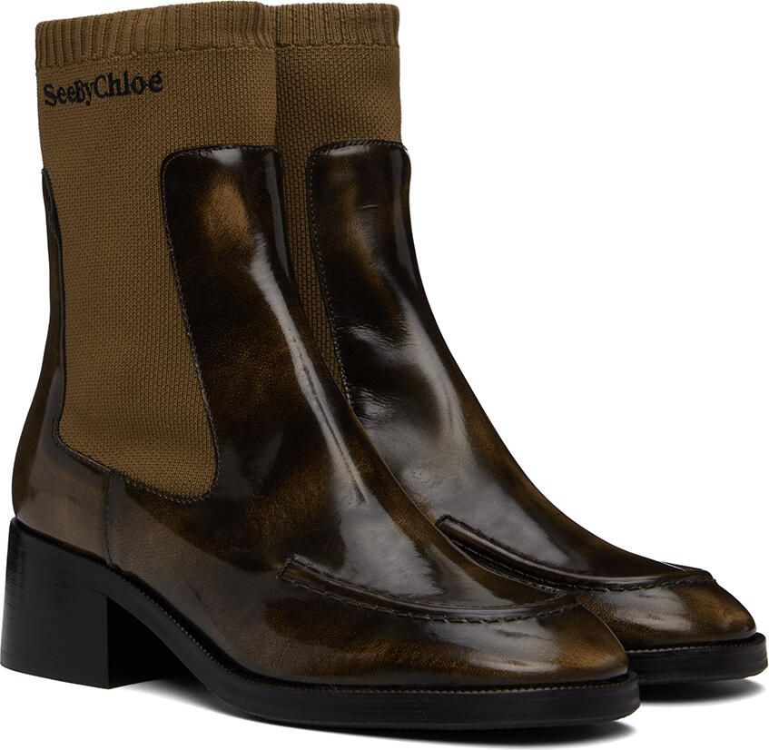 See by Chloé Khaki Wendy Sock Boots