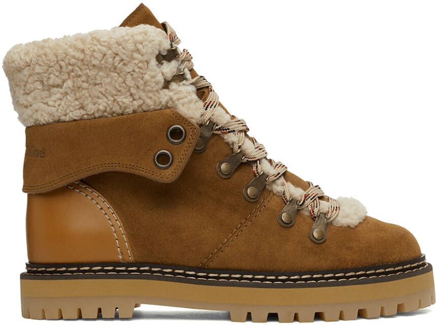See by Chloé Tan Shearling Eileen Ankle Boots - Picture 4