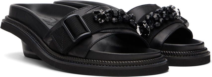 Simone Rocha Black Embellished Slides - Picture 2