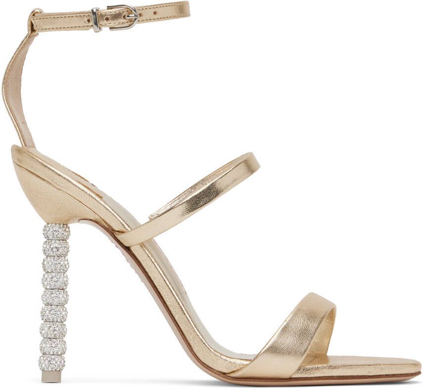 Sophia Webster Gold Rosalind Crystal Heeled Sandals - Picture 5