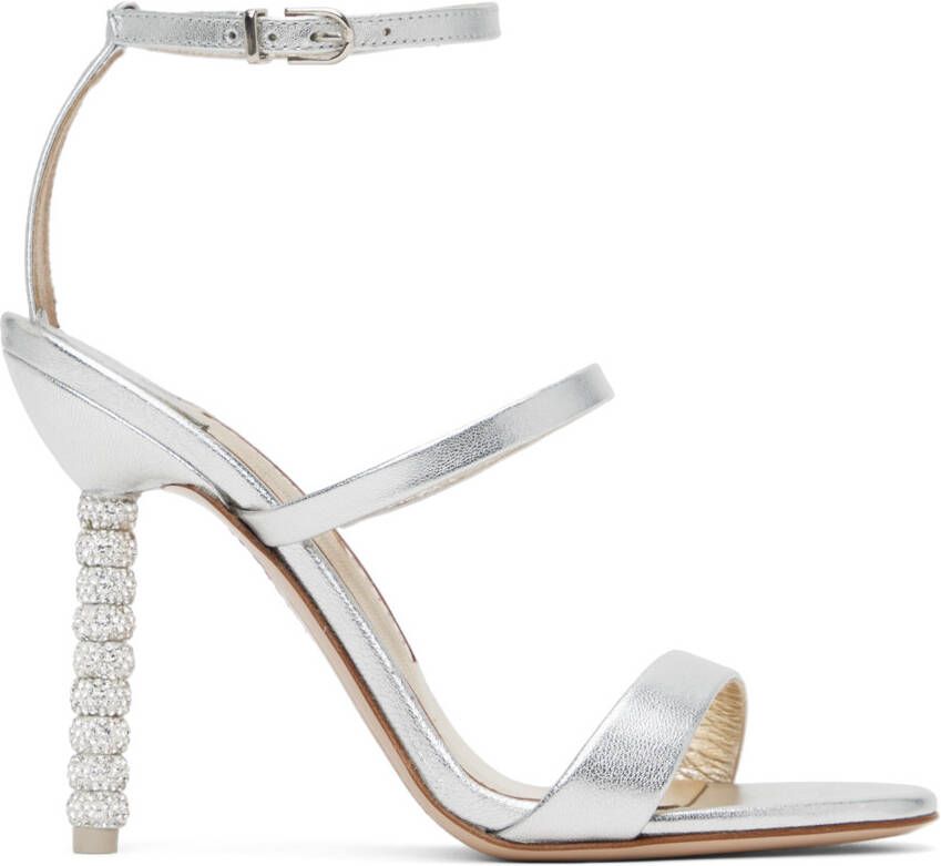 Sophia Webster Silver Rosalind Crystal Heeled Sandals - Picture 5