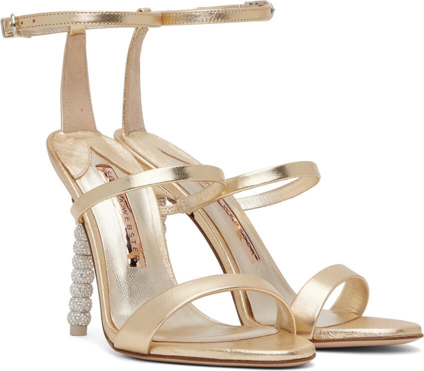 Sophia Webster Gold Rosalind Crystal Heeled Sandals - Picture 3
