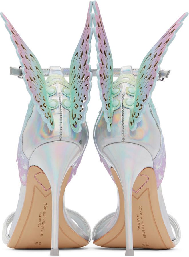 Sophia Webster Silver Iridescent Evangeline Heeled Sandals - Picture 3