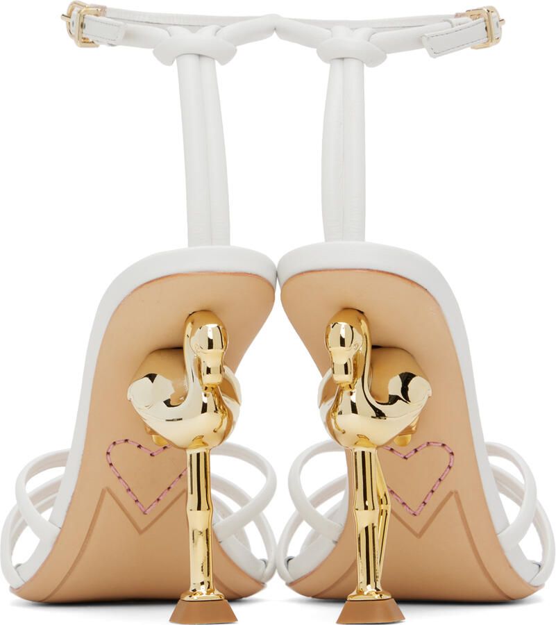 Sophia Webster White Flo Flamingo Heeled Sandals