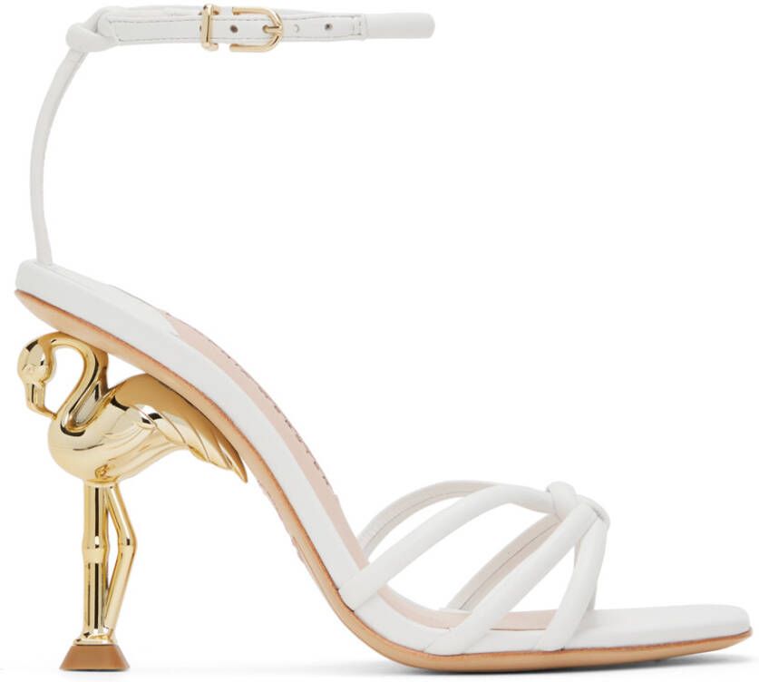 Sophia Webster White Flo Flamingo Heeled Sandals - Picture 5