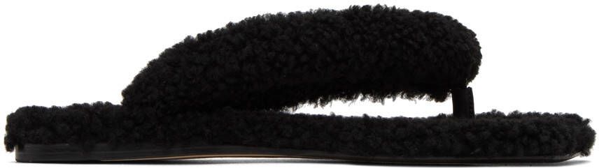 Staud Black Rio Shearling Sandal