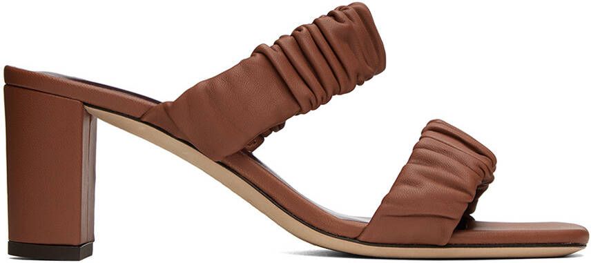 Staud Brown Frankie Ruched Sandals - Picture 5