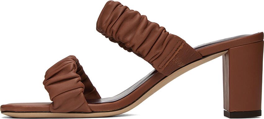 Staud Brown Frankie Ruched Sandals - Picture 3