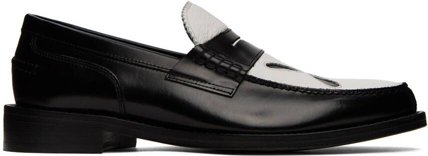 Stefan Cooke Black & White Slashed Loafers - Picture 5