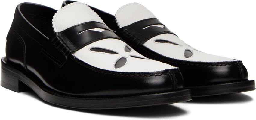 Stefan Cooke Black & White Slashed Loafers - Picture 2