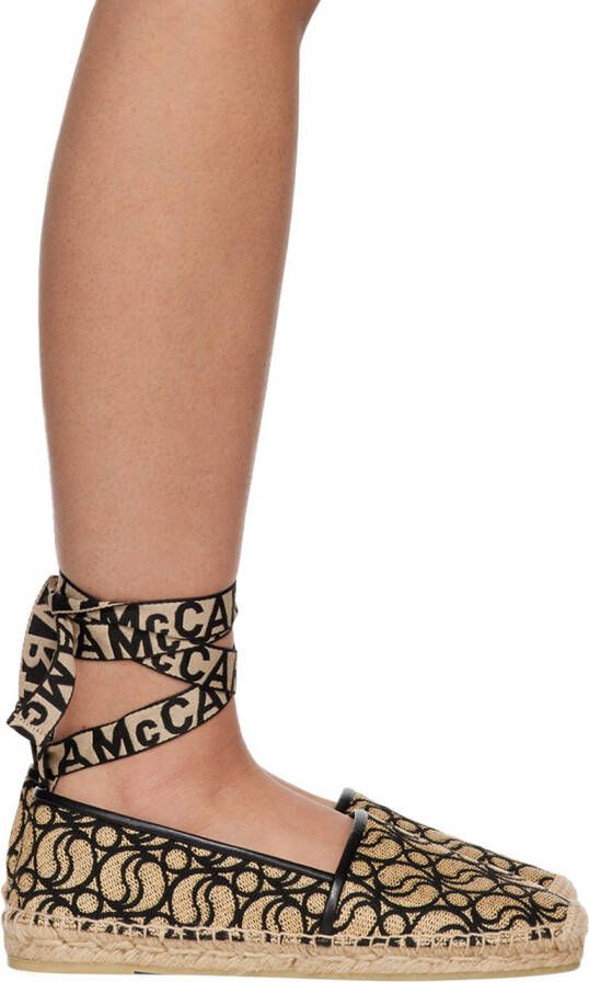 Stella McCartney Beige & Black Gaia Rafia Monogram Espadrilles - Picture 3