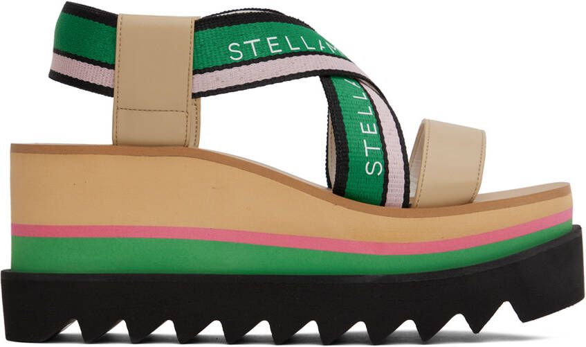 Stella McCartney Beige & Green Sneakelyse Platform Heeled Sandals - Picture 5