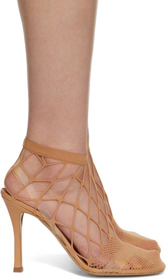 Stella McCartney Beige Fishnet 100 Heeled Sandals - Picture 5