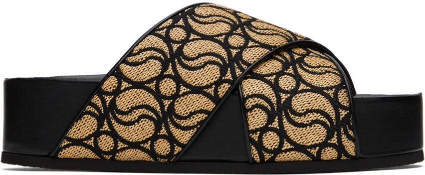Stella McCartney Black & Beige Monogram Sandals - Picture 5