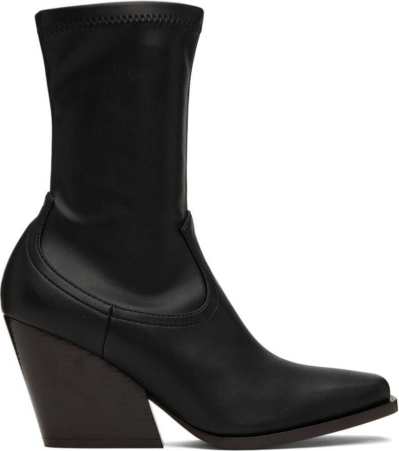 Stella McCartney Black Faux-Leather Cowboy Boots - Picture 2