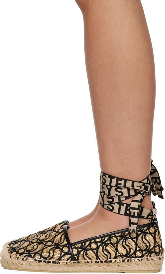 Stella McCartney Beige & Black Gaia Rafia Monogram Espadrilles