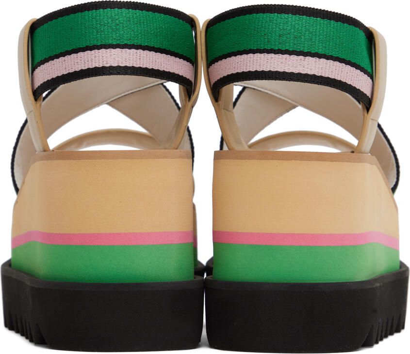 Stella McCartney Beige & Green Sneakelyse Platform Heeled Sandals