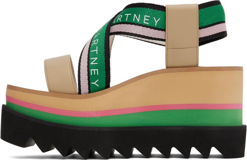 Stella McCartney Beige & Green Sneakelyse Platform Heeled Sandals - Picture 2