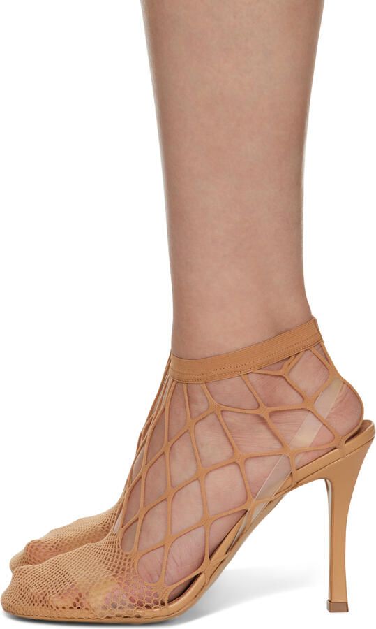 Stella McCartney Beige Fishnet 100 Heeled Sandals - Picture 3