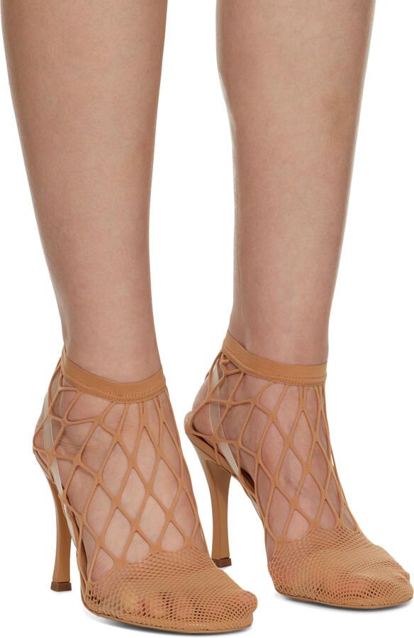 Stella McCartney Beige Fishnet 100 Heeled Sandals - Picture 2