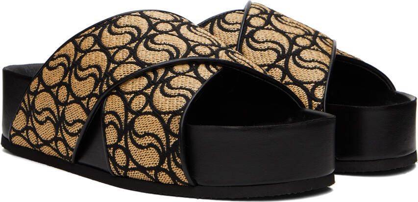 Stella McCartney Black & Beige Monogram Sandals - Picture 2