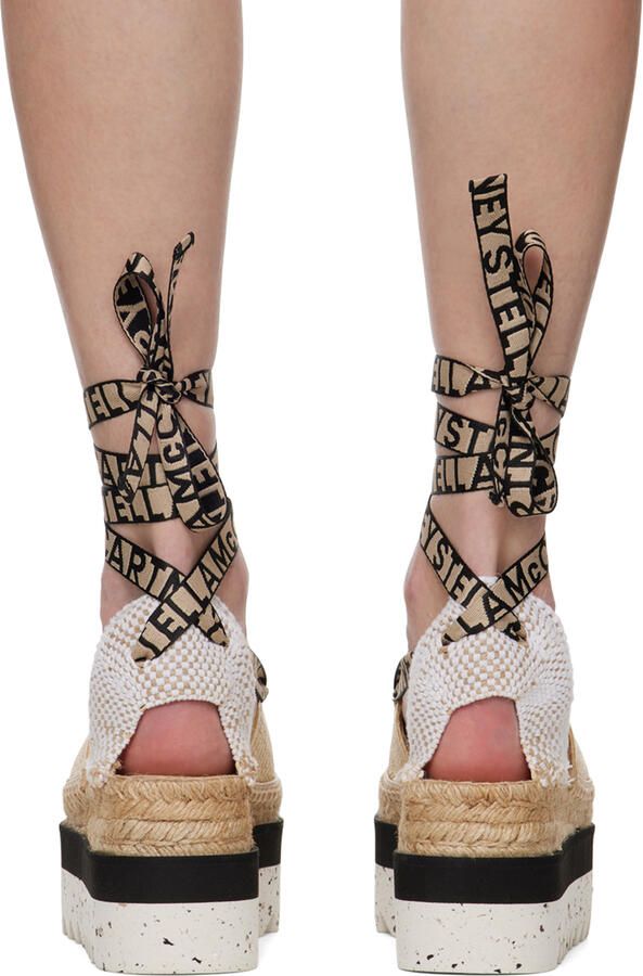 Stella McCartney Green & Beige Gaia Platform Espadrilles