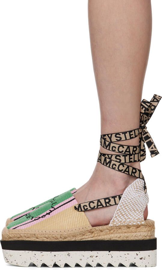 Stella McCartney Green & Beige Gaia Platform Espadrilles - Picture 3