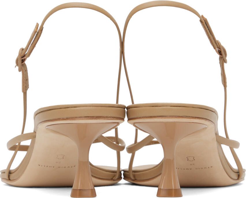 Studio Amelia Beige Wishbone 50 Heeled Sandals