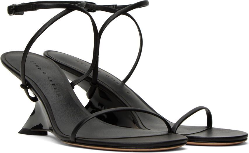 Studio Amelia Black Halter Wedge Heeled Sandals - Picture 2
