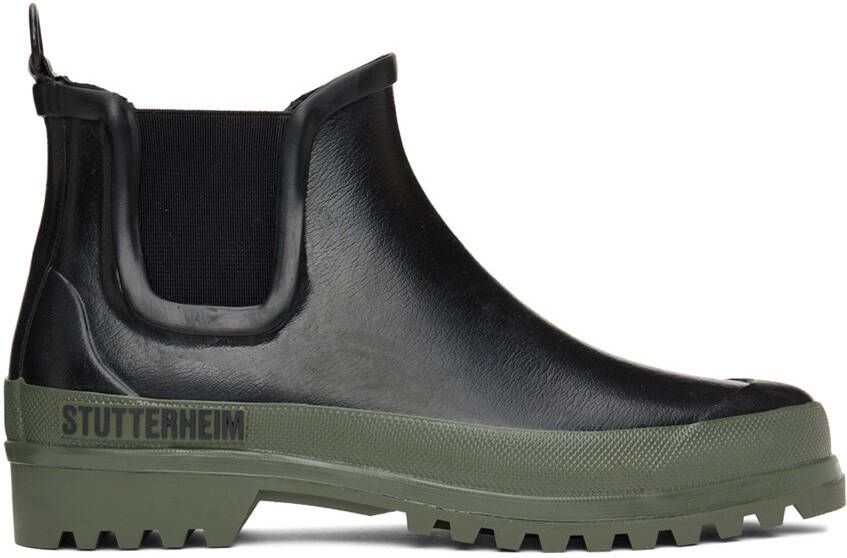 Stutterheim Black & Green Novesta Edition Rainwalker Chelsea Boots - Picture 5