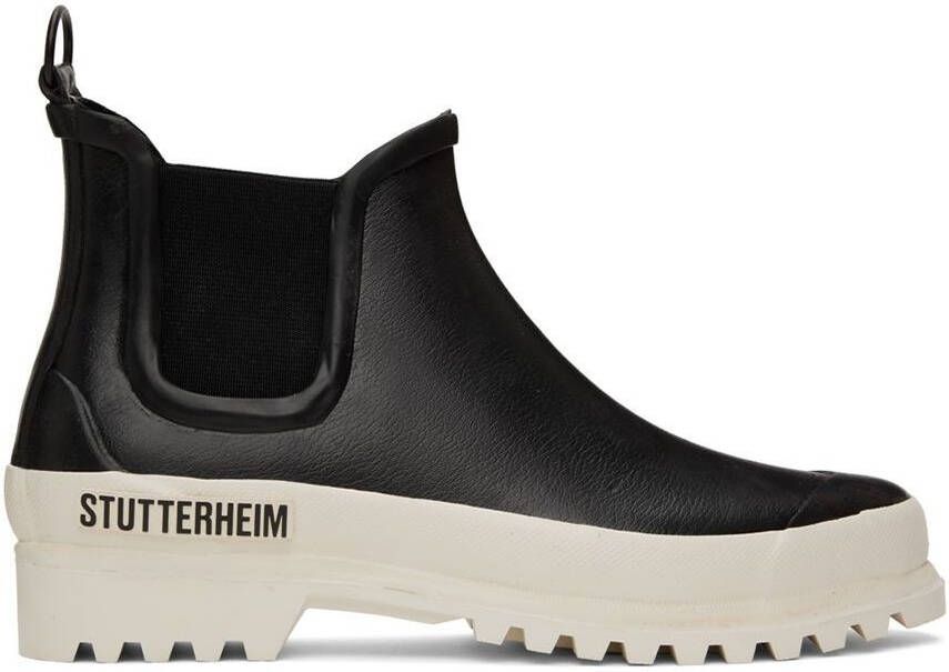 Stutterheim Black & White Novesta Edition Rainwalker Chelsea Boots - Picture 4