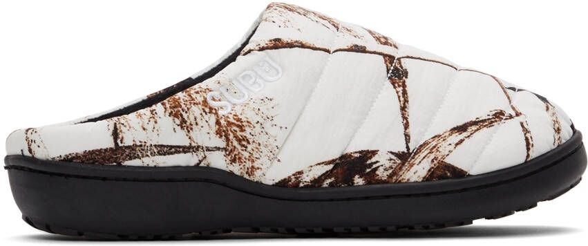 SUBU SSENSE Exclusive White Quilted Winter Camo Slippers - Picture 5