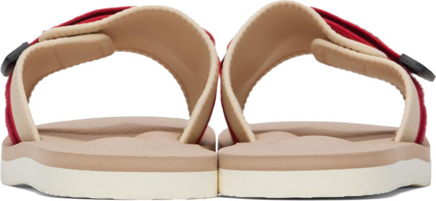 Suicoke Beige & Red Padri Sandals