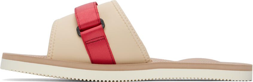 Suicoke Beige & Red Padri Sandals - Picture 4