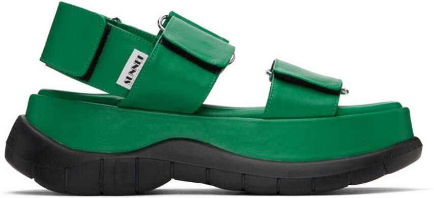 SUNNEI SSENSE Exclusive Green Platform Sandals - Picture 3