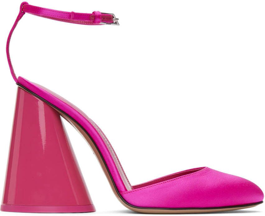 The Attico Pink Satin Luz Slingback Heels - Picture 5