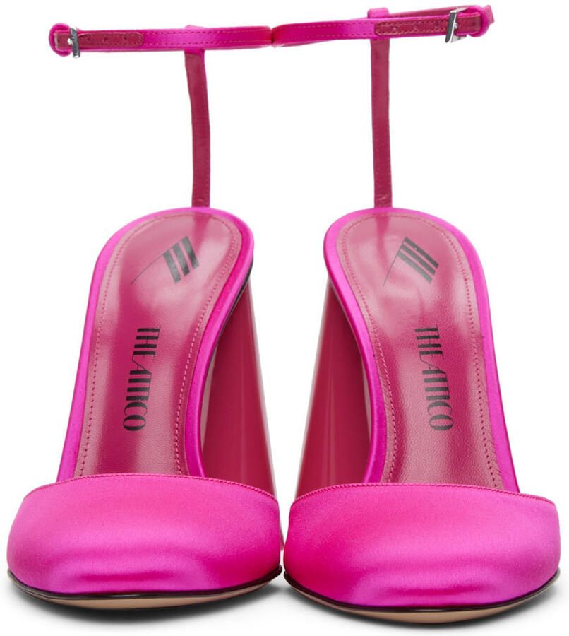 The Attico Pink Satin Luz Slingback Heels