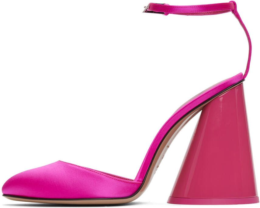The Attico Pink Satin Luz Slingback Heels - Picture 3