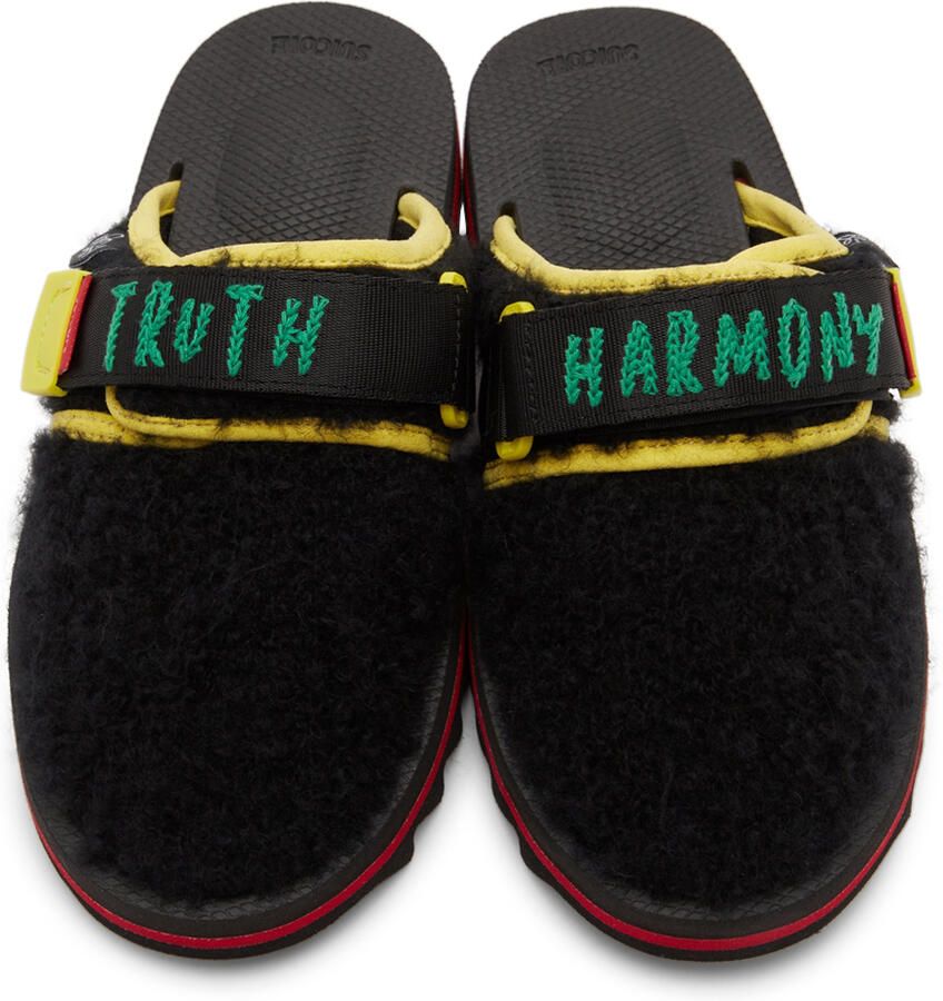 The Elder Statesman Black Suicoke Edition Dyed Zavo Slippers