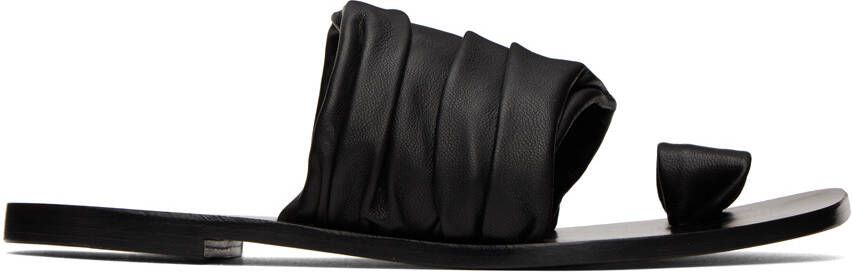 The Row Black Drape Flat Sandals