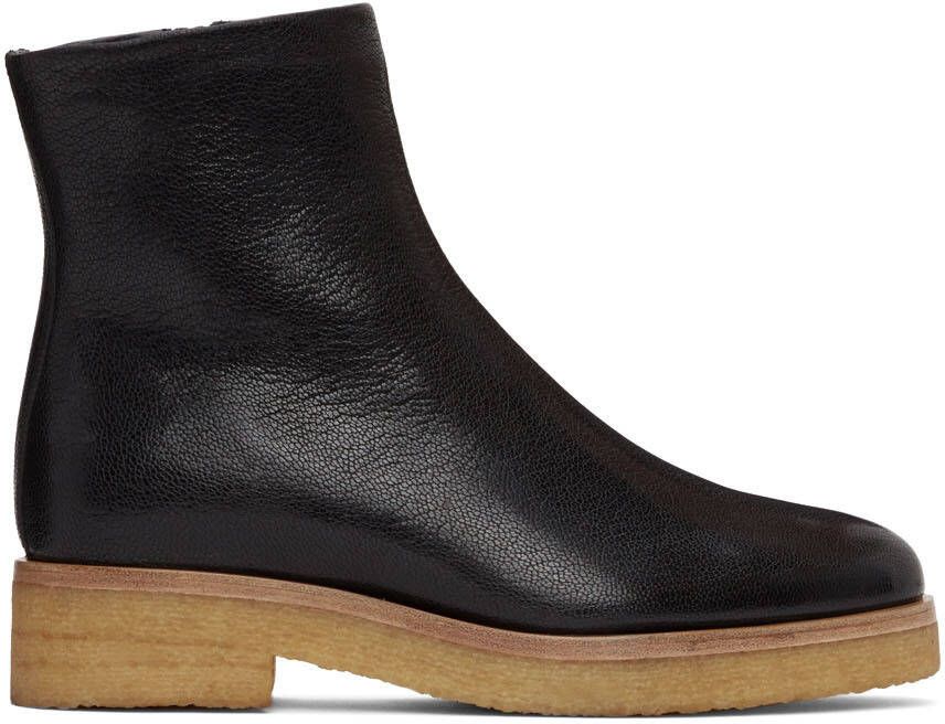 The Row Black Grained Boris Boots - Picture 4