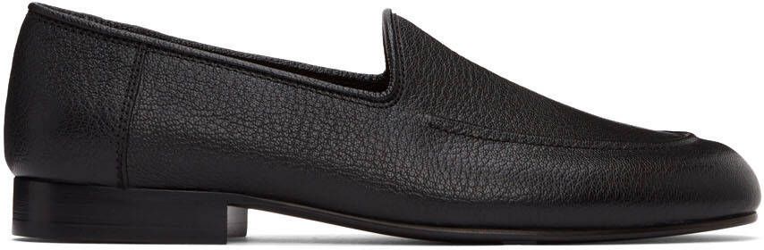 The Row Black Grained Mocassin Loafers - Picture 3
