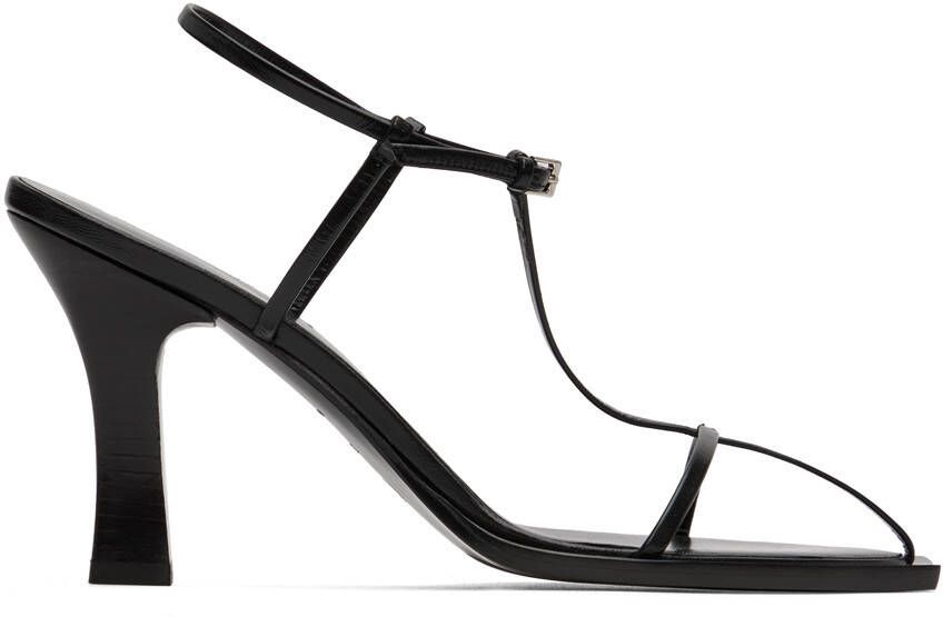 The Row Black T Bar Heeled Sandals