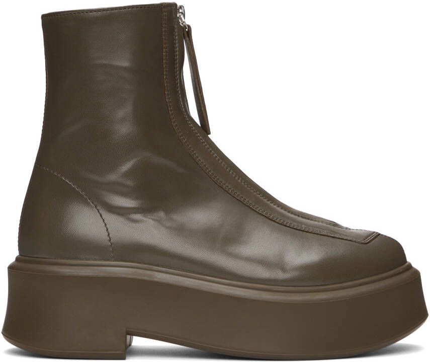 The Row Khaki Zipped I Boots