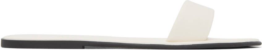 The Row Off-White Leather Beach Slides