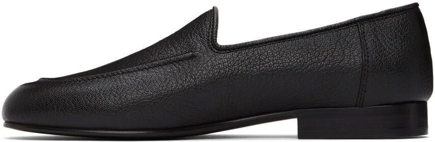 The Row Black Grained Mocassin Loafers - Picture 2