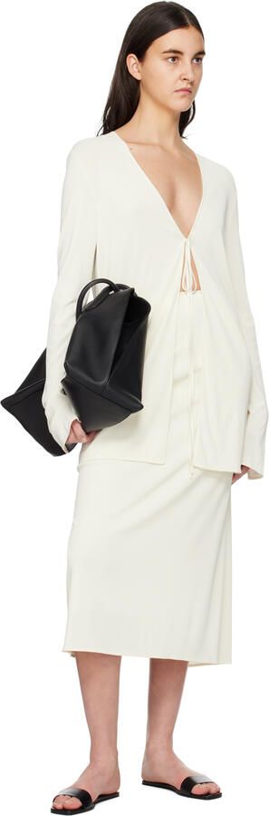 The Row Black Lambskin Flat Sandals